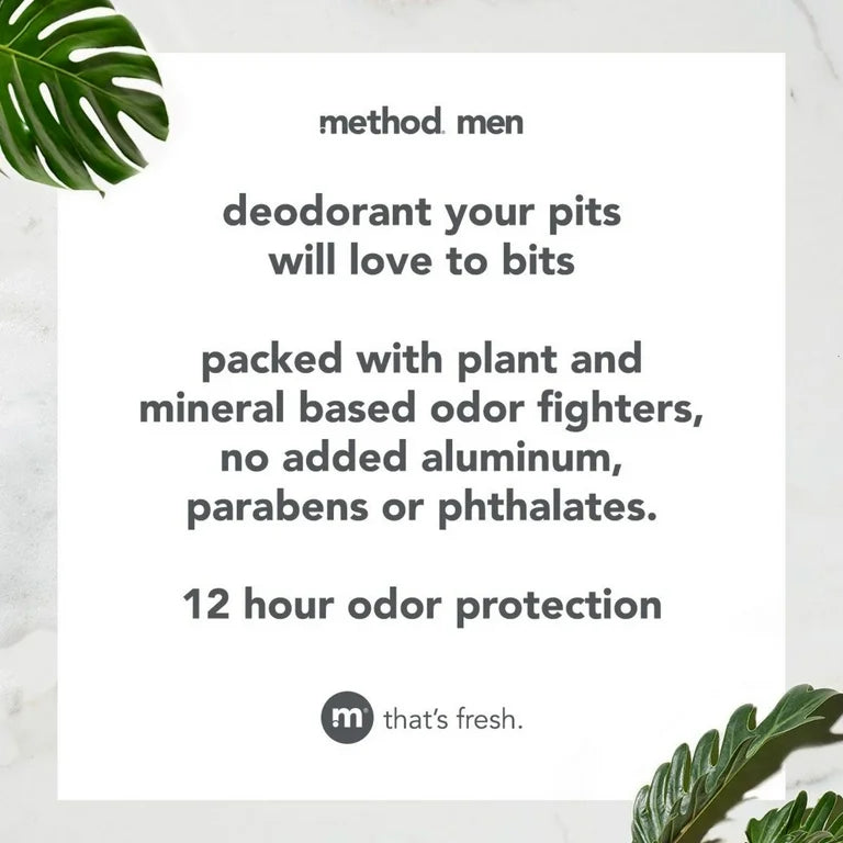 Method Men Aluminum Free Deodorant, Sea + Surf | 2.65oz/75g