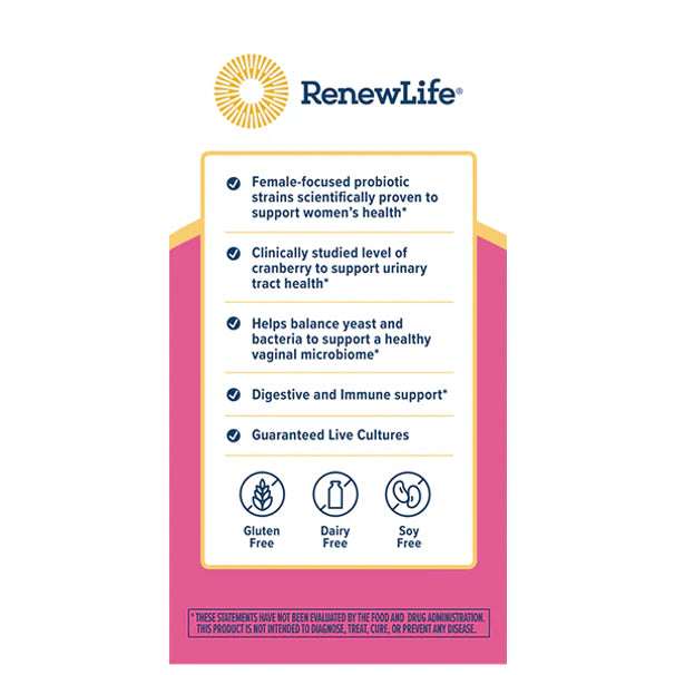 RenewLife Ultimate Flora Vaginal & Urinary Complete | 30 Day Supply | Plus Probiotic and Cranberry | 60 Delayed Release Capsules; Exp 05/2025
