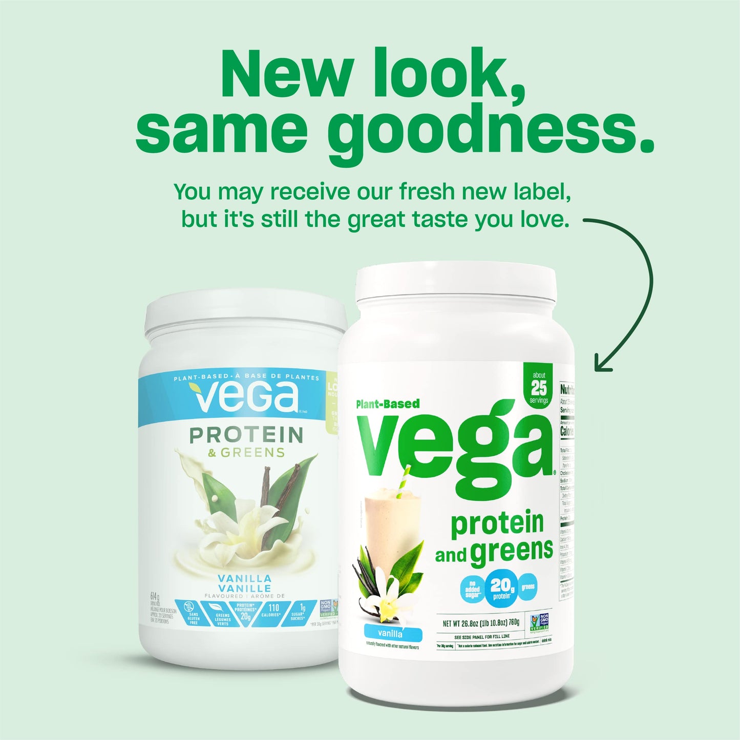 Vega Protein and Greens Protein Powder | 20g Plant Based Protein Plus Veggies | Vegan | Pea Protein for Women and Men | 18 Servings | VANILLA 1.2lbs/526g; Exp Aug/2025