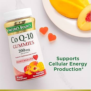 Nature’s Bounty CoQ-10 Gummy 200mg | 100mg per Gummy | Helps Maintain Healthy Blood Pressure | CoQ10 Supports Heart Health & Healthy Aging | Peach Mango Flavor; 60 Gummies; Exp 02/2027