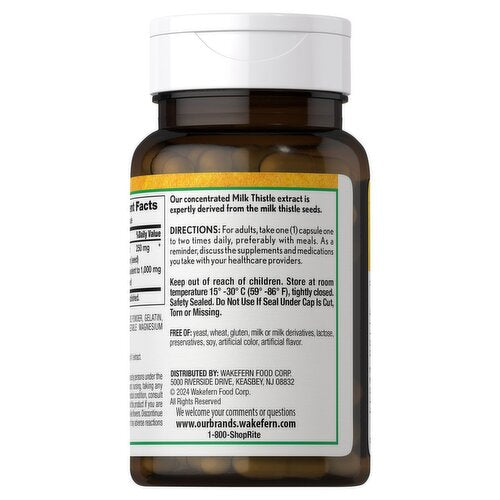 ShopRite Milk Thistle Extract 1000mg | Supports Healthy Liver | Herbal Antioxidant | 60 Capsules; Exp 04/2027