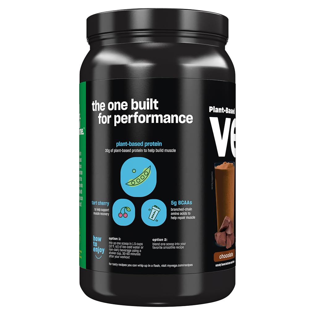 Vega Premium Sport Protein Powder | 30g of Protein | with Tart Cherry, 2 billion CFUs Probiotics, 5 g BCAAs | Chocolate ~ 21.7oz/614g; Exp 09/2025