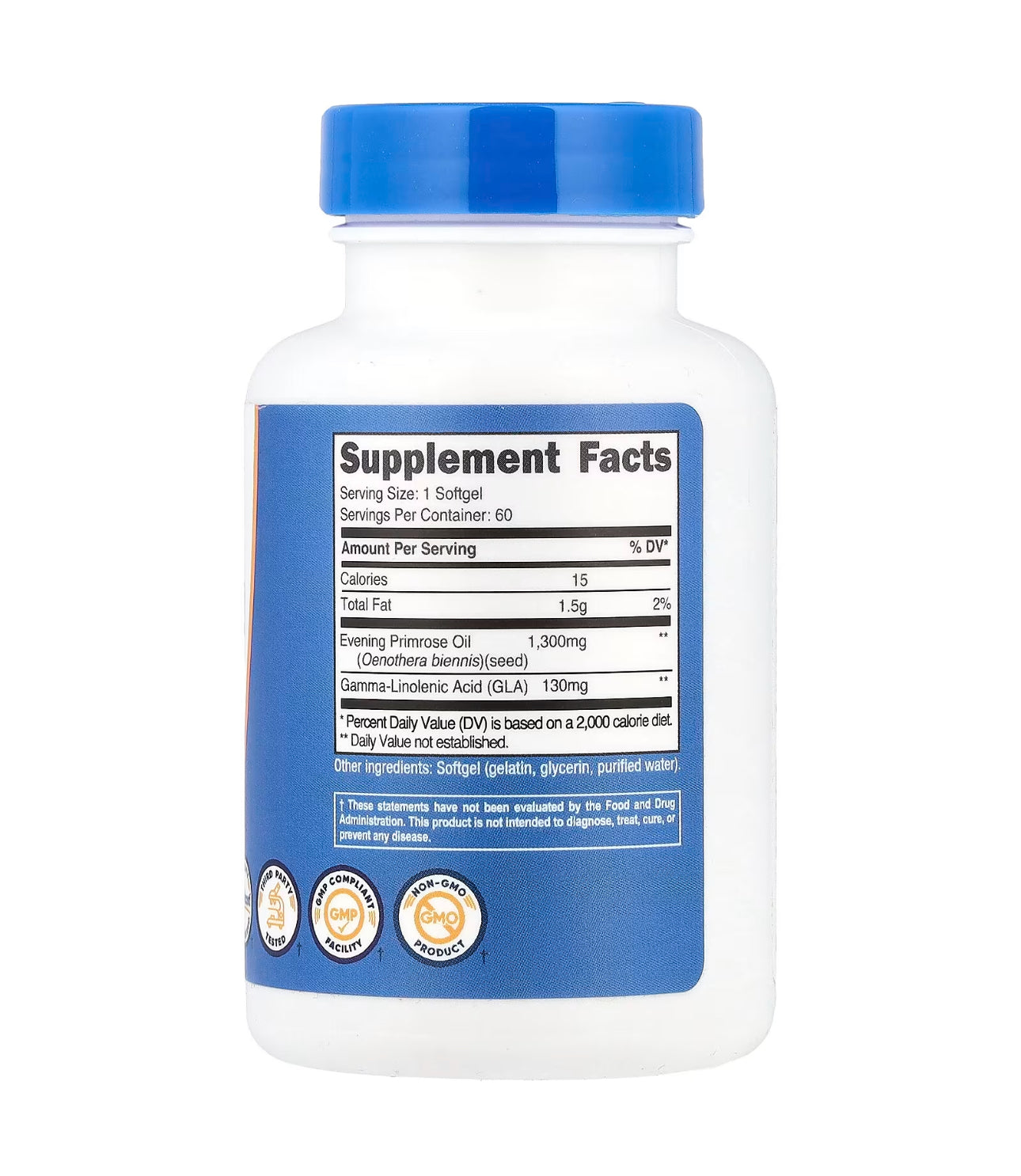 Nutricost Evening Primrose Oil 1,300mg | 60 Day Supply | with Naturally Occurring GLA (Gamma-Linolenic Acid) | Supports Healthy Skin & Balanced Immune Response | Cold Pressed | 60 Softgels; Exp 09/2027