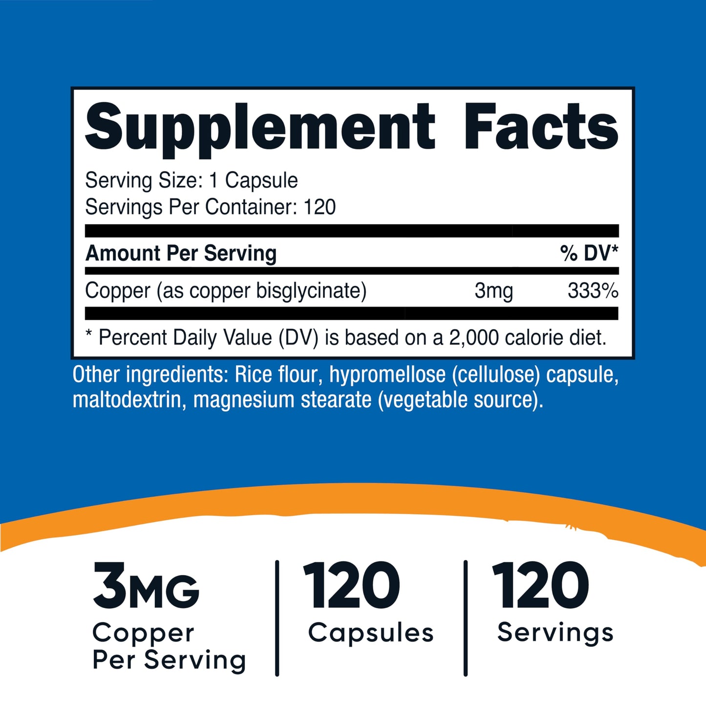 Nutricost Copper Glycinate 3mg | Promotes Structural Health | Essential Trace Mineral | Involved in Connective Tissue Synthesis & Neurotransmitter Production | 120 Tablets Exp 08/2027