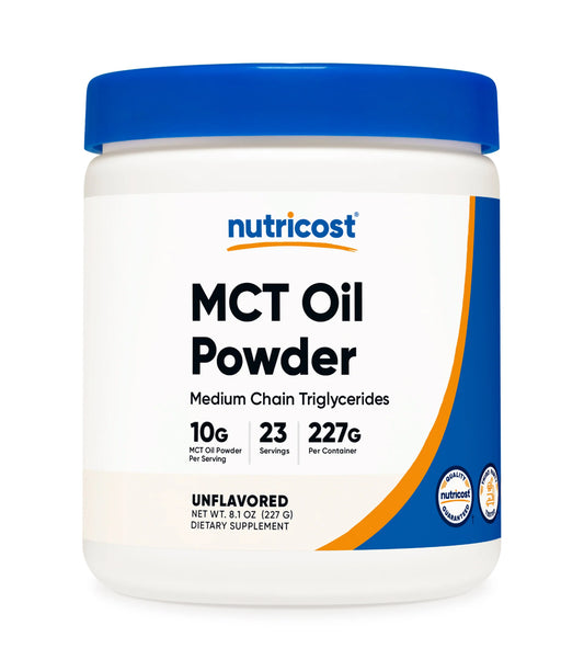 Nutricost MCT Oil Powder 10g (Medium Chain Triglycerides) | 10,000mg per Serving | Fat Burning | Weight Loss | Keto Friendly | 227g/0.5Lb; Exp 03/2028