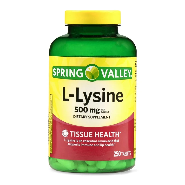 Spring Valley L-Lysine 500mg | Supports Immune System and Lip Health | 250 Tablets; Exp 05/2027