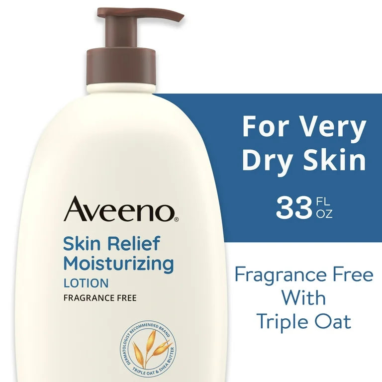 Aveeno Skin Relief Moisturizing Body Lotion | Helps Heal Very Dry Skin | Soothing Relief for Itchy Dry Skin | Fragrance Free ~ 33fl.oz/975ml