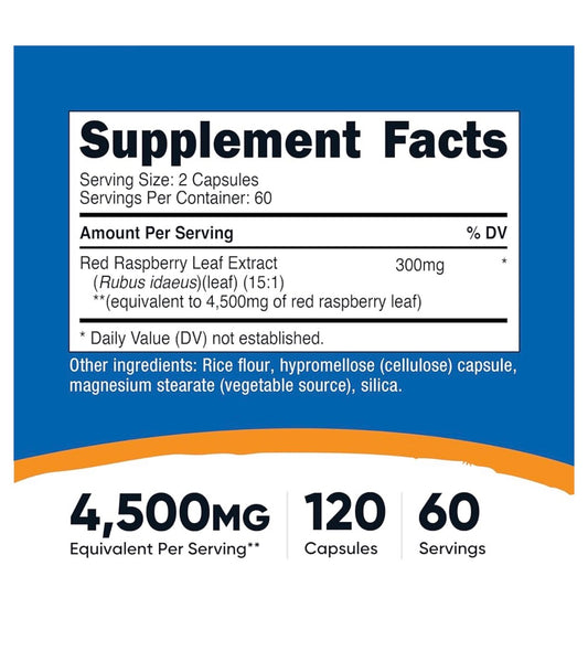 Nutricost Red Raspberry Leaf Extract | Promotes Digestive Health | Menopause Support | Rubus Idaeus | 120 Capsules; Exp 05/2028