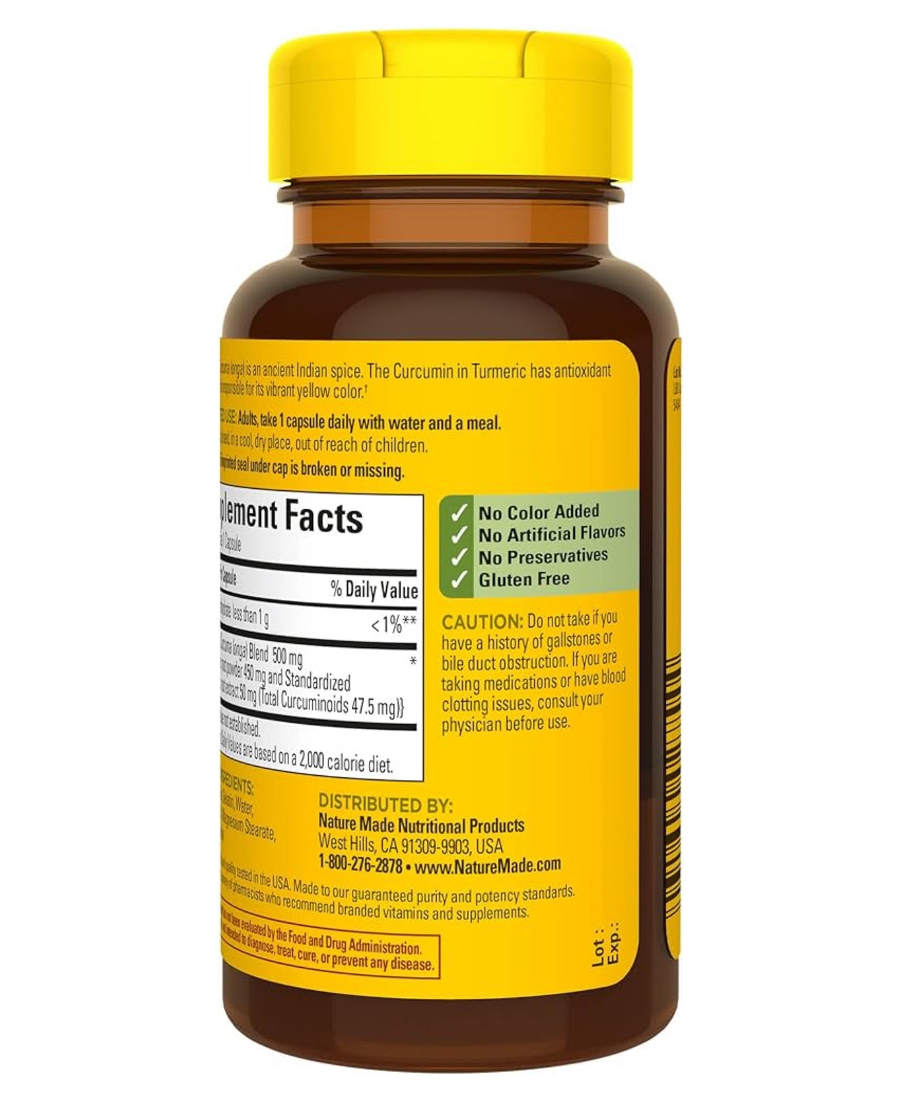 Nature Made Turmeric Curcumin 500mg | 60 Day Supply | Anti-Inflammatory & Antioxidant Support | 60 Capsules; Exp 05/2027