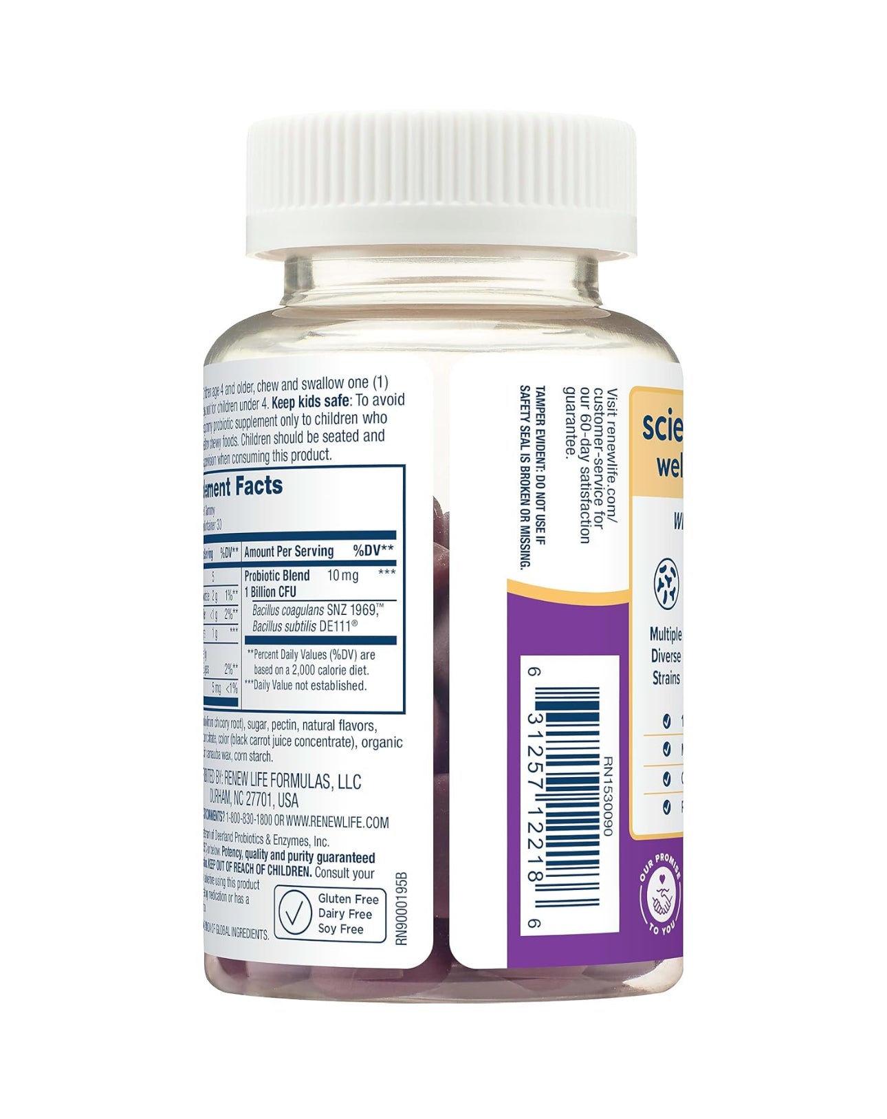 Renew Life Kids Tummy Gummy Prebiotic and Probiotic | 1 Billion CFU | Daily Support for Digestive and Immune Health | B. Coagulans and B. Subtilis | Dairy, Soy and gluten-free | Raspberry Flavor~30 Gummies; Exp 11/2025