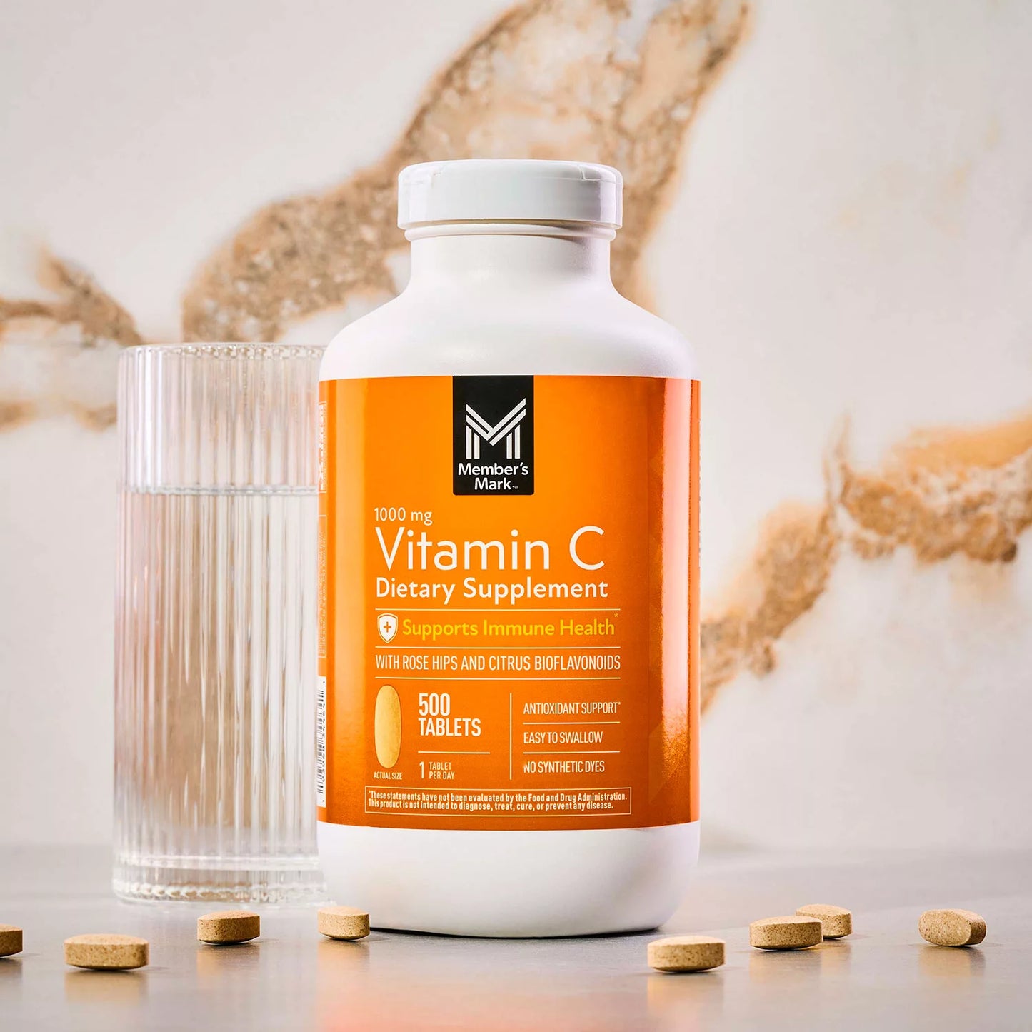 Member's Mark Vitamin C 1000 mg | with Citrus Bioflavonoids & Rose Hips | Similar to Puritan’s Pride Vitamin C | Ideal to Share with Family/Friends | 500 Tablets; Exp 10/2026