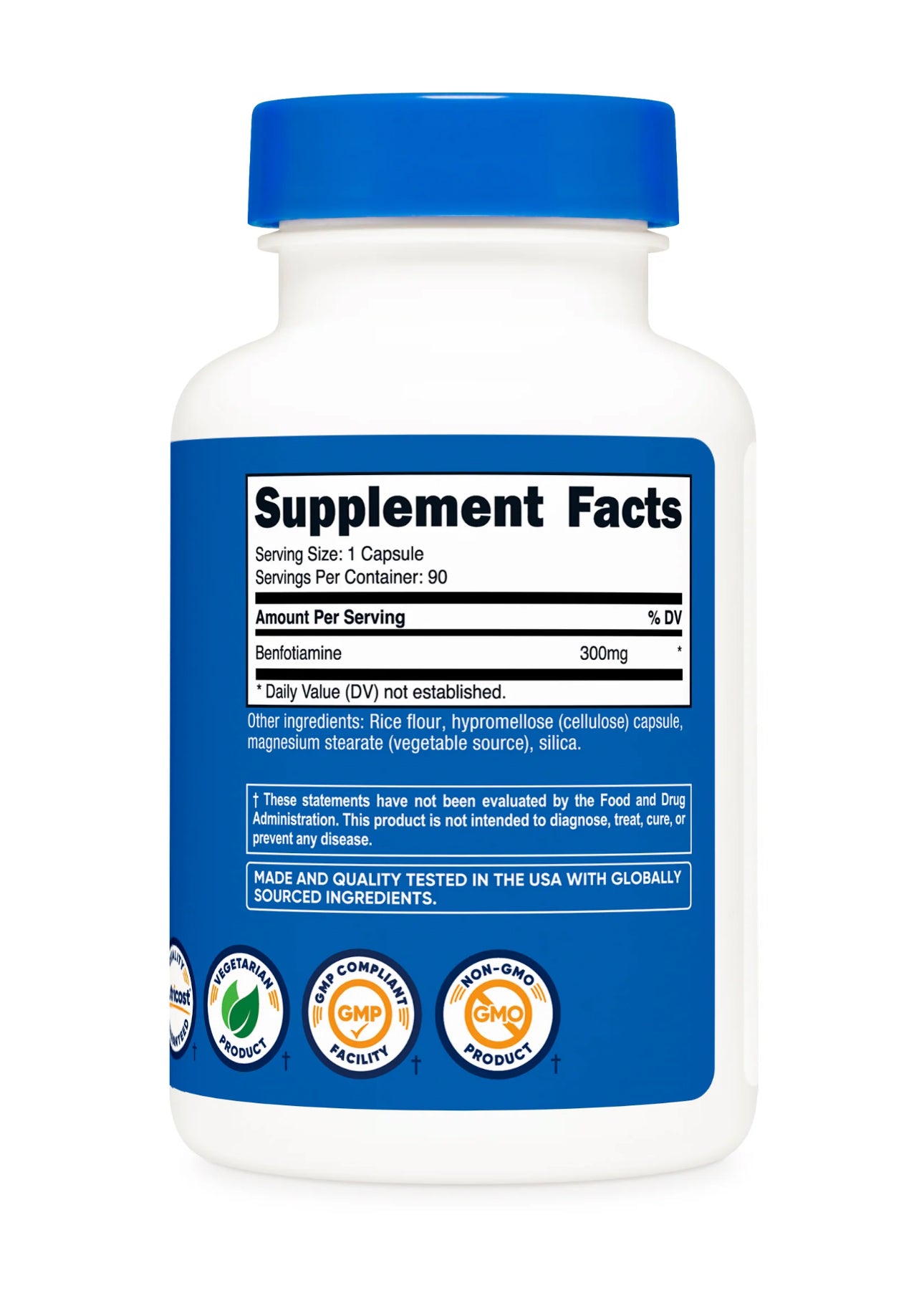 Nutricost Benfotiamine 300mg | Fat-Soluble Bioavailable Derivative of Thiamine (Vitamin B1) | Improves Sugar Metabolism & Nerve Function | 90 Capsules; Exp 02/2028