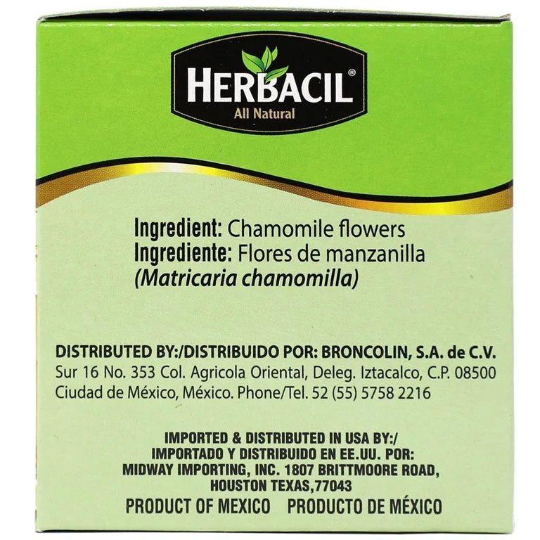 Herbacil Chamomile Tea | Calming Tea for Sleep Time | Caffeine-Free | 25 Tea Bags; Exp 01/2030