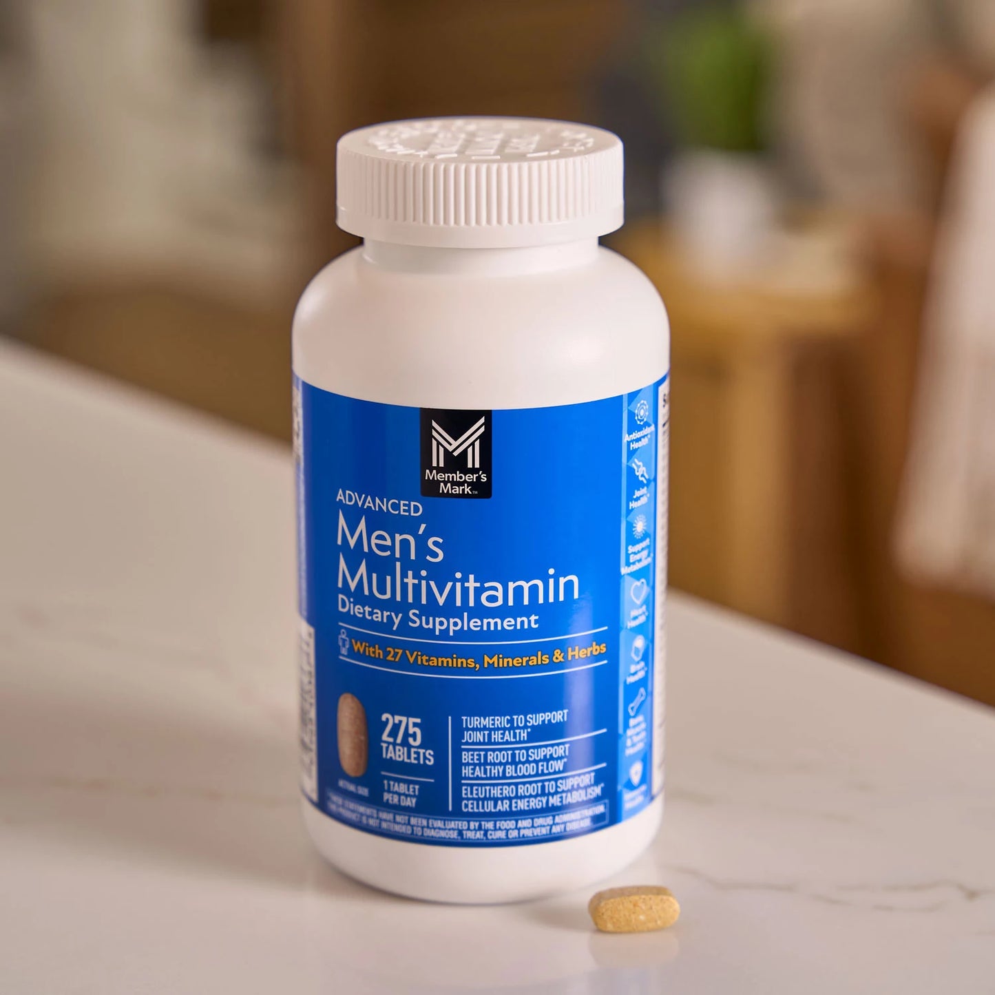 Member's Mark Advanced Men's Multivitamin | with Turmeric, Beet Root, Eleuthero & 24 Essential Nutrients | Over 9 Months Supply | 275 Tablets; Exp 06/2026