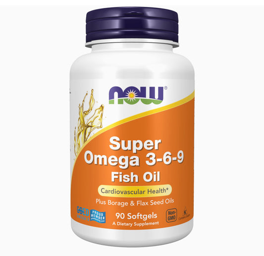 NOW Super Omega 3-6-9 Fish Oil 1200mg | with Borage and Flax Seed Oils | Supports Cardiovascular Health | For Maintenance of Healthy Skin, Normal Immune System Balance & Proper Nervous System Function | 90 Softgels; Exp 05/2027