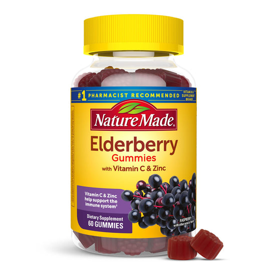 Nature Made Elderberry with Vitamin C and Zinc | 30 Day Supply | Boosts Immune Function | 60 Gummies; Exp 11/2025