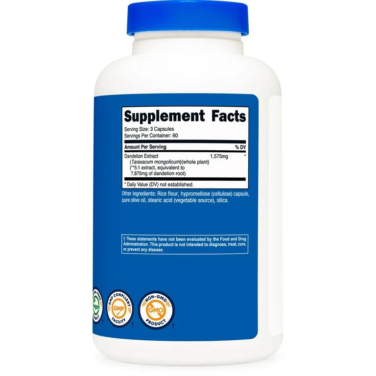 Nutricost Dandelion Extract | 525mg per Capsule | Supports Healthy Liver Function | 180 Capsules, Exp 06/2027