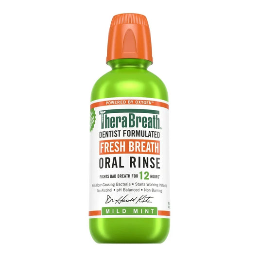 Therabreath Fresh Breath Oral Rinse | Mouth Wash for Bad Breath | Dentist Formulated | Alcohol-Free | Mild Mint 16oz/473ml; Exp 07/2027