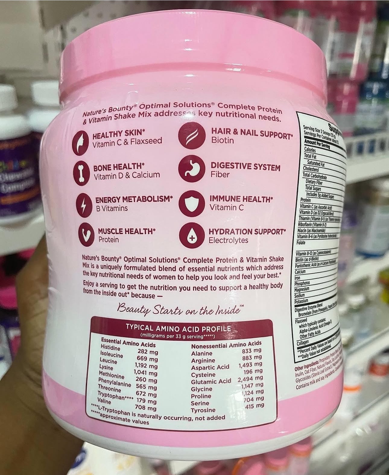 Natures Bounty Complete Protein & Vitamin Shake | Maintains Healthy Skin | Supports Energy Metabolism, Muscle & Bone Health | 16oz/453g; Exp 09/2025