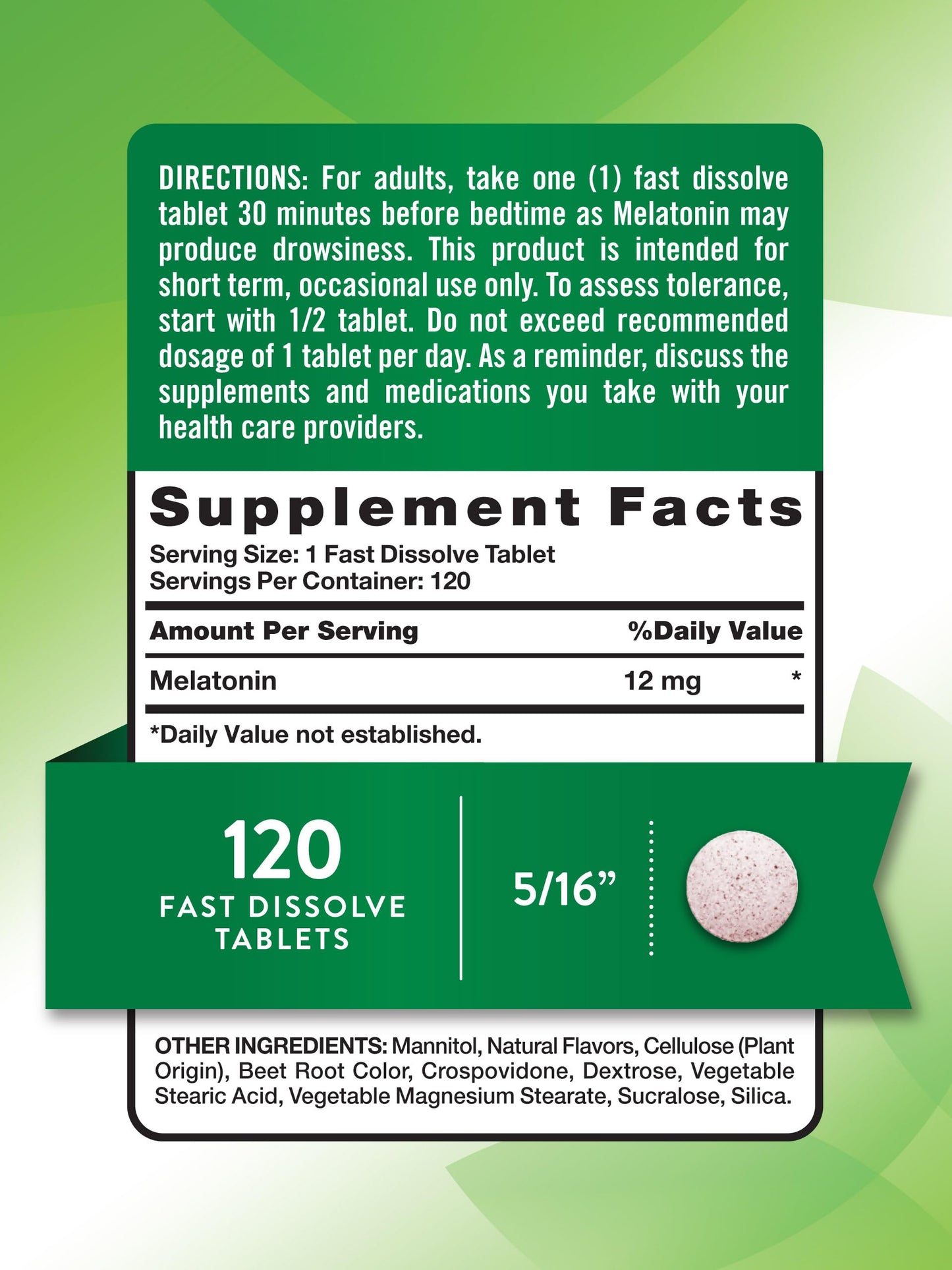 Nature's Truth Melatonin 12mg | Chewable Sleep Aid | Natural Berry Flavor | 120 Fast Dissolve Tablets; Exp 02/2027
