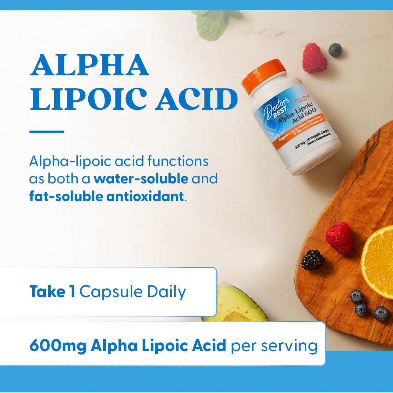 Doctor's Best Alpha-Lipoic Acid 600 | Supports Antioxidant Function & Glycemic Balance | Helps Regenerate Antioxidants | 60 Capsules; Exp 01/2027