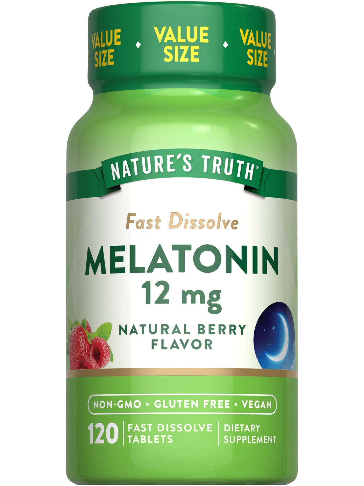 Nature's Truth Melatonin 12mg | Chewable Sleep Aid | Natural Berry Flavor | 120 Fast Dissolve Tablets; Exp 02/2027