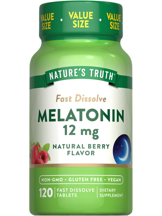 Nature's Truth Melatonin 12mg | Chewable Sleep Aid | Natural Berry Flavor | 120 Fast Dissolve Tablets; Exp 02/2027