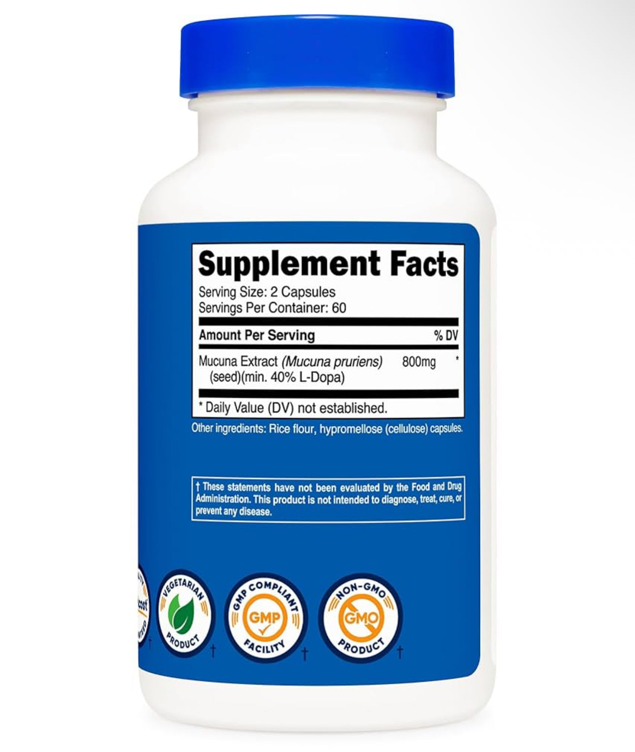 Nutricost Mucuna Pruriens 400mg | 800mg Per Serving | from Mucuna Pruriens Seed, 40% L-Dopa for Mood & Performance | Supports Normal Brain Function & A Positive Balance Mood | Improves Sex Drive | 120 Capsules; Exp 07/2026