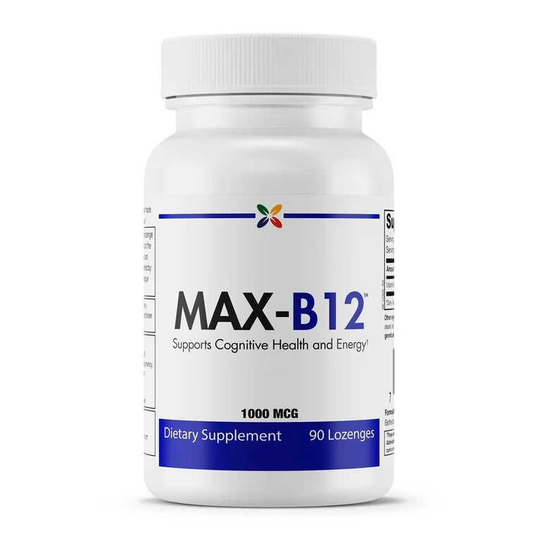 Stop Aging Now - MAX-B12 Vitamin B12 1000mcg (Methylcobalamin| Supports Cognitive Health and Energy | 90 Lozenges; Exp 03/2026