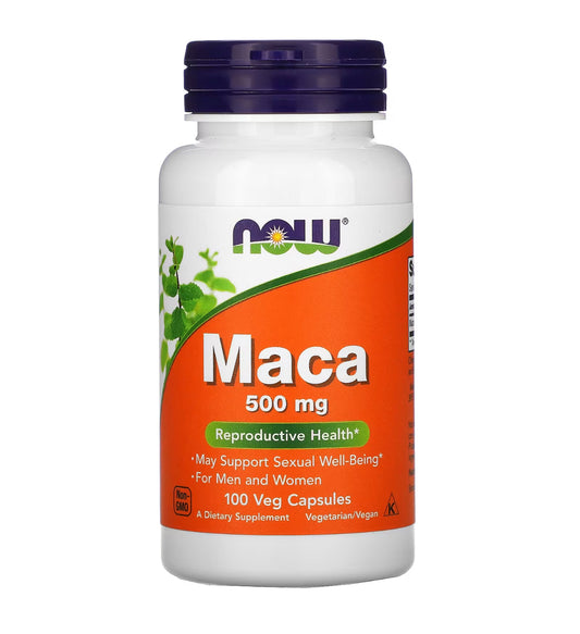 NOW Maca Root 500 mg | Sexual & Reproductive Health | 100 Veg Capsules; Exp 12/2027
