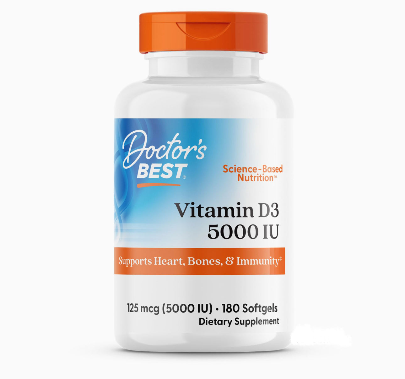 Doctor's Best Vitamin D3 5000iu (125 mcg) | for Healthy Bones, Teeth, Heart and Immune Support | 180 Softgels; ❗️Exp UNCLEAR 05/2027 batch(See last picture)