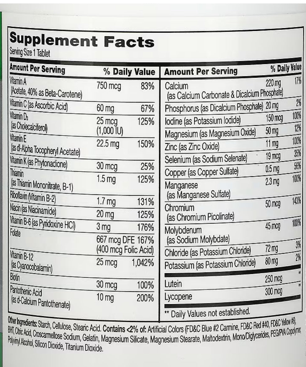 21st Century Sentry Senior Multivitamin & Multimineral | With Lutein, Lycopene & Over 25 Daily Essentials For Adults 50+ | A-Z Multivitamin| Similar to Centrum Silver Adults | 125 Tablets; Exp❗️SMUDGED 03/2028 Batch 👉🏽See last picture