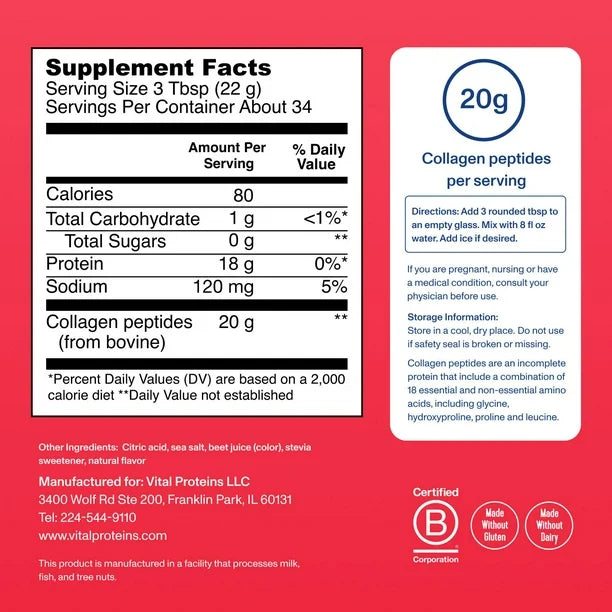 Vital Proteins Limited-Edition Collagen Peptides Powder | 20g of Collagen | Supports Healthy Skin, Hair, Nails & Joints | Promotes Skin Hydration & Elasticity | Ice Pop Flavor | 26.3oz (748g); Exp 04/2027