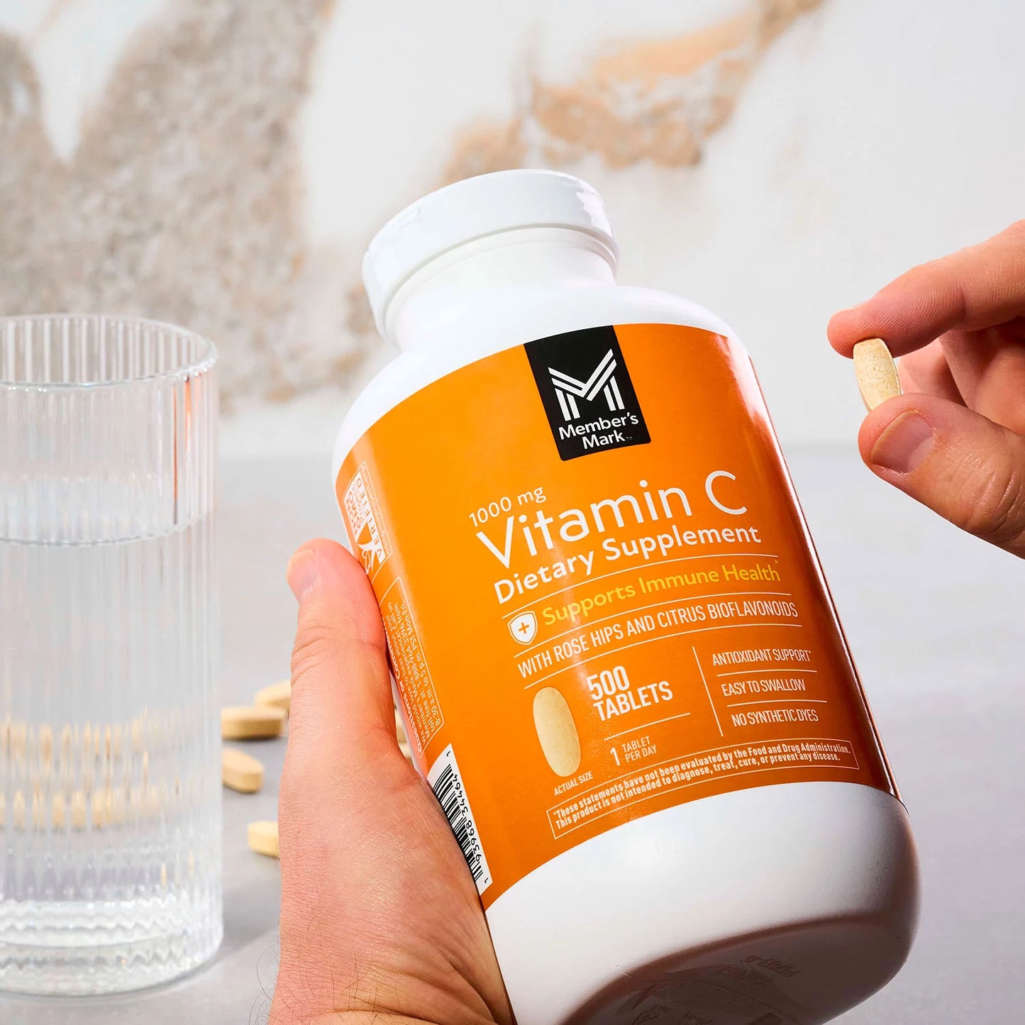 Member's Mark Vitamin C 1000 mg | with Citrus Bioflavonoids & Rose Hips | Similar to Puritan’s Pride Vitamin C | Ideal to Share with Family/Friends | 500 Tablets; Exp 10/2026