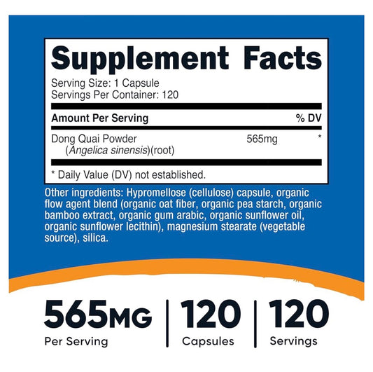 Nutricost Dong Quai 565mg | PMS Support | Promotes Women’s Health | 120 Capsules; Exp❗️ UNCLEAR 10/2028👉🏽 See last picture