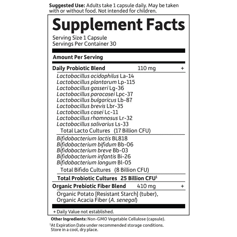 Garden of Life Dr. Formulated Daily Care Probiotics 25 Billion CFU | for Digestive, Gut Health and Immune Support | Men and Women | Promotes Digestive Balance & Regularity | 30 Capsules; Exp 05/2026