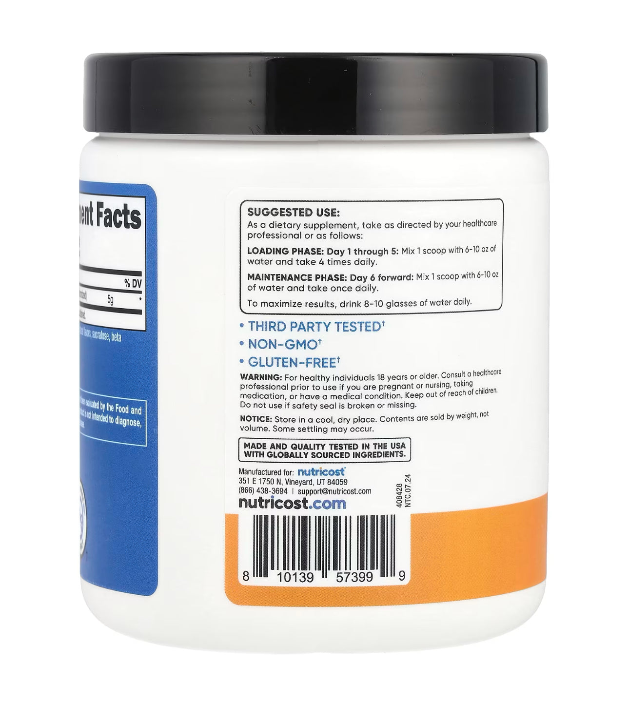 Nutricost Creatine Monohydrate Micronized Powder 5g | 5000mg Per Serving | 44 Servings | For Endurance, Muscle Mass Building & Energy Production | Mandarin Orange Flavored 10.7oz/300g; Exp 07/2027