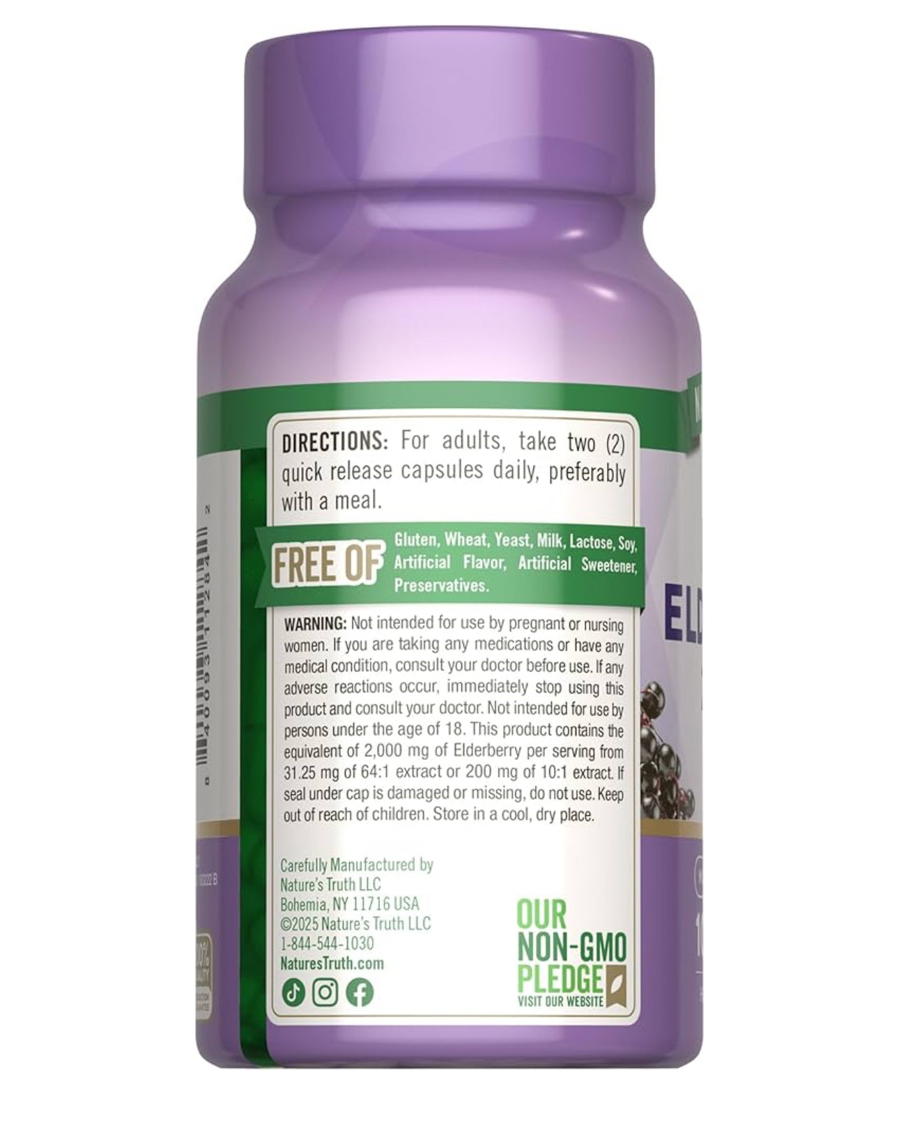 Nature's Truth Black Elderberry | Super Concentrated Sambucus Extract | Immune System Support | 100 Capsules; Exp 05/2027