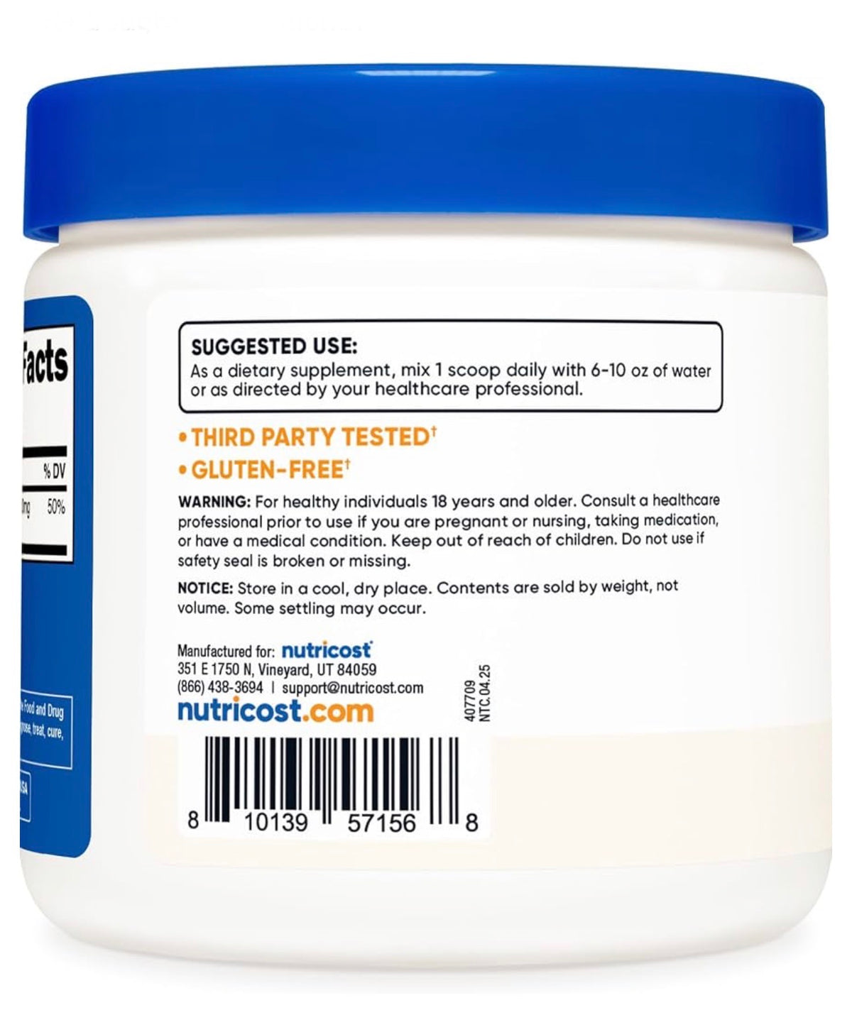 Nutricost Pure Magnesium Glycinate Powder 210mg | 135 Day Supply | Improves Sleep & Relaxation | Supports Bone, Muscle, Heart, & Nerve Health | 8.9oz/250g; Exp 04/2029