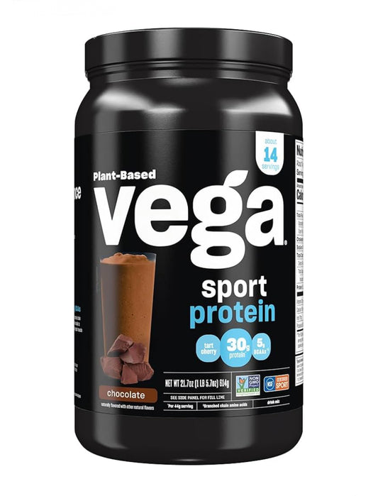Vega Premium Sport Protein Powder | 30g of Protein | with Tart Cherry, 2 billion CFUs Probiotics, 5 g BCAAs | Chocolate ~ 21.7oz/614g; Exp 09/2025