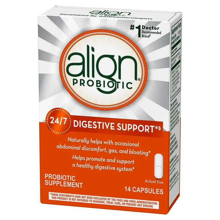Align 24/7 Digestive Support Probiotic | Naturally Helps with Occasional Abdominal Discomfort, Gas & Bloating | Promote Healthy Digestive System | For Women & Men | 14 Capsules; Exp 11/2025