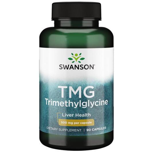 Swanson Trimethylglycine (TMG) 500mg | Betaine Anhydrous | Supports Detoxification | Promotes Healthy Liver Function & Normal Homocysteine Levels | 90 Capsules; Exp 09/2026