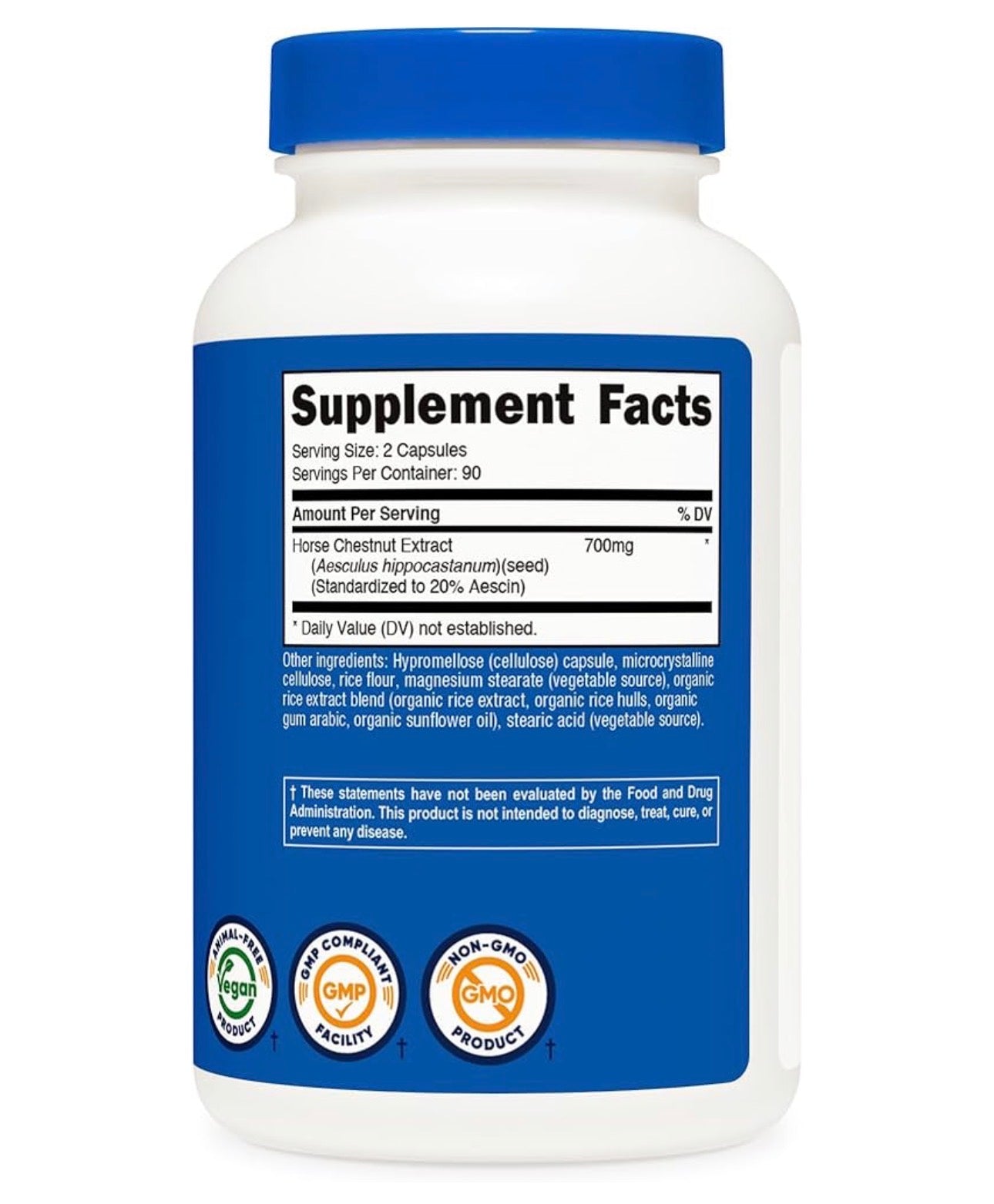 Nutricost Horse Chestnut Extract 700mg | Standardized to 20% Aescin | Promotes Healthy Leg Veins & Circulation | 180 Capsules; Exp 04/2028