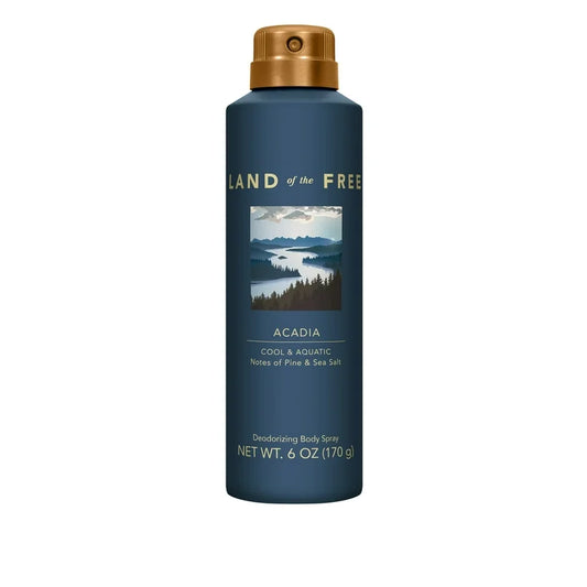 LAND of the FREE - Acadia, Deodorizing Body Spray for Men, 6oz/170g