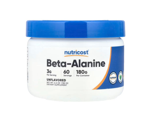 Nutricost Pure Beta Alanine Powder | 3g Per Serving | 60 Day Supply | Pre-Workout Supplement | Aids Lean Mass Gains | Enhances Training Intensity | Delays Muscle Fatigue & Boosts Muscular Endurance | Unflavored ~ 6.4oz/180g, Exp 07/2027