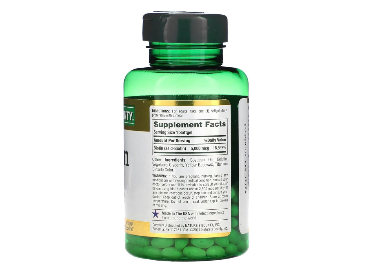 Nature's Bounty Biotin 5000 mcg | Supports Healthy Hair, Skin & Nails | 150 Quick Dissolve Tablets; Exp 07/2027