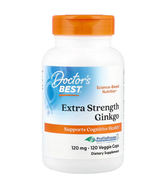 Doctor's Best Extra Strength Ginkgo 120mg | Promotes Healthy Brain Function, Mental Alertness and Memory | 120 Capsules Exp 07/2027 (New Look)