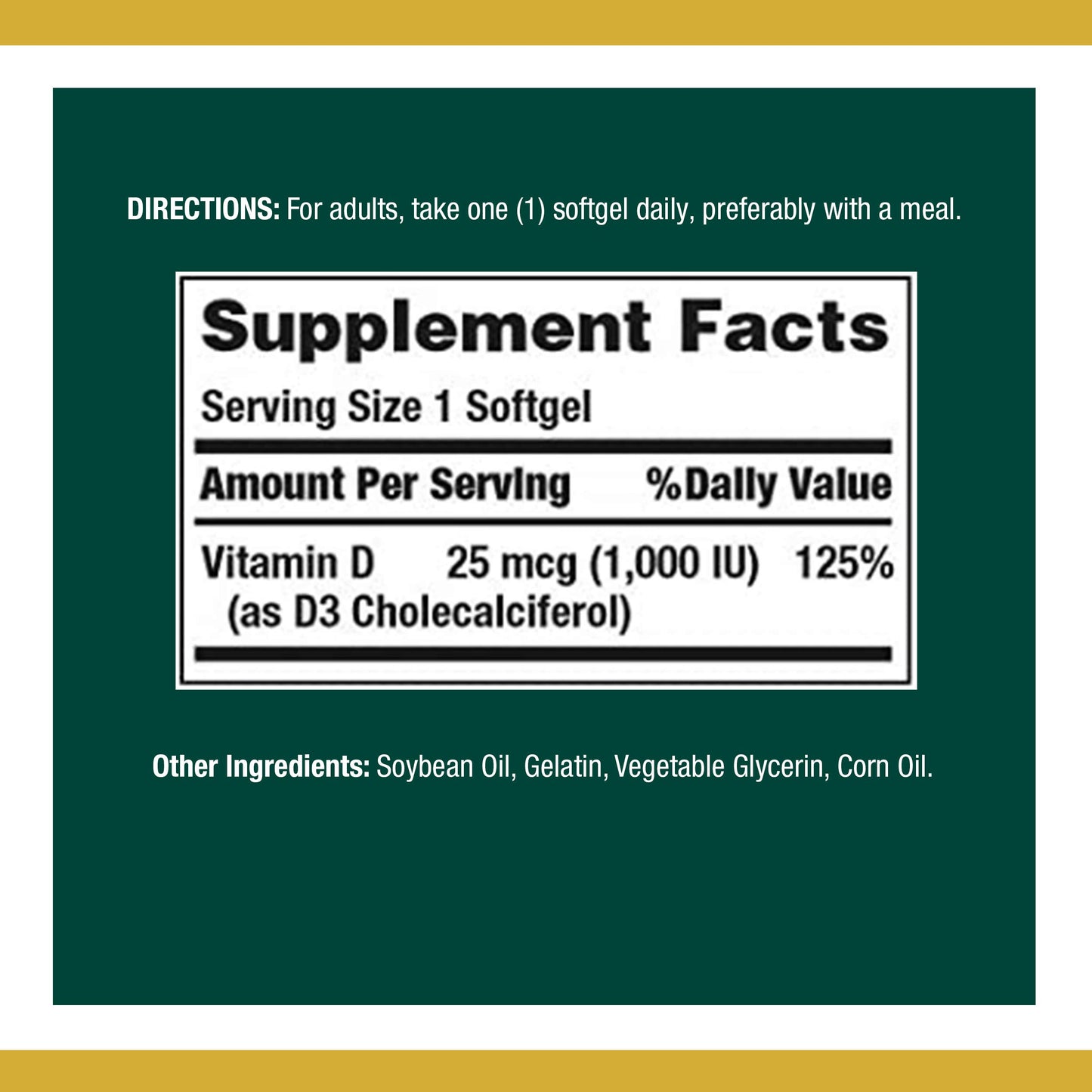 Nature's Bounty Vitamin D3 25mcg (1000iu) | Immune Support, Helps Maintain Healthy Bones & Hormones | 120 Rapid Release Softgels; Exp 05/2028