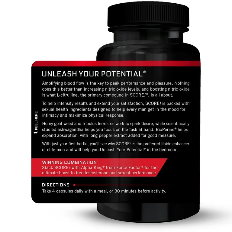 Force Factor SCORE! Libido Enhancer for Men | With L-Citrulline, Tribulus, Maca, Ashwagandha, Ginkgo Biloba, L-Theanine, Co Q10 | 76 Capsules; Exp 12/2025