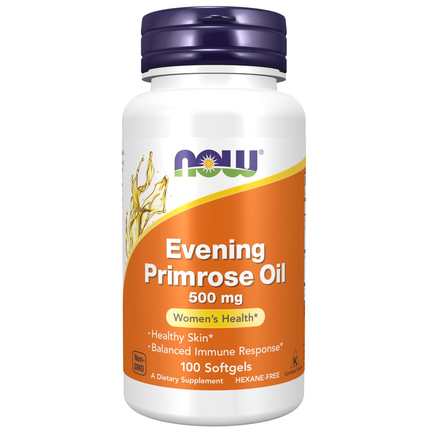 NOW Evening Primrose Oil 500mg | Promotes Healthy Skin | Balanced Immune Response | 100 Softgels; Exp 11/2026